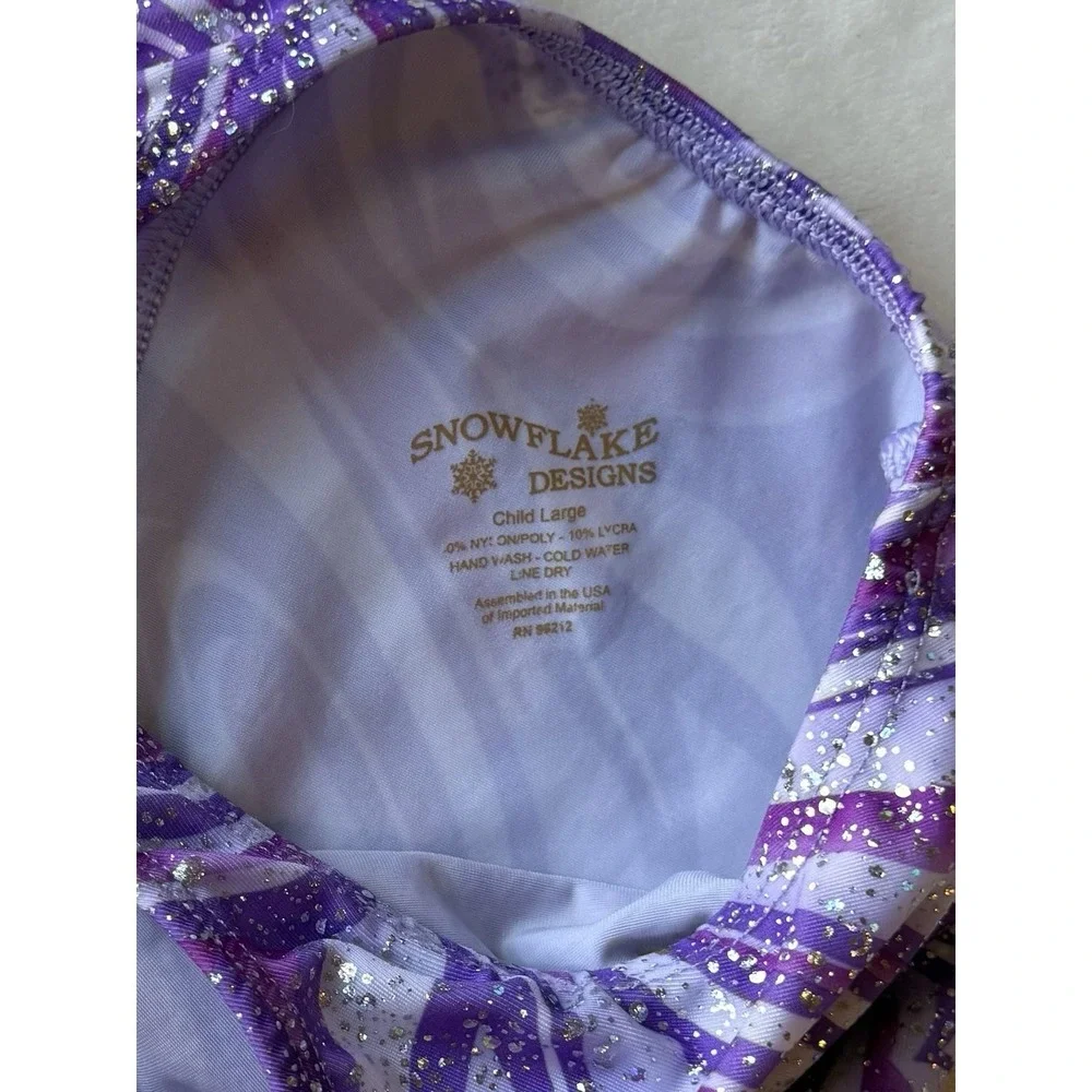 Snowflake Razzleberry T-Back Gymnastics Dance Biketard Purple Holographic L